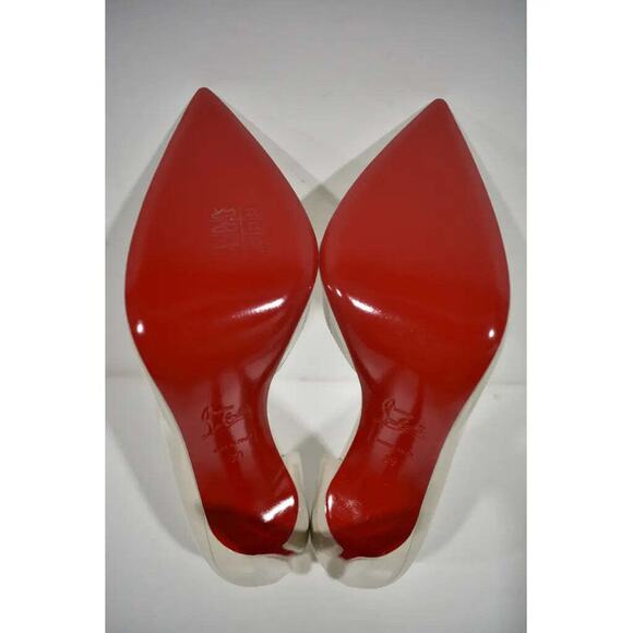 Christian Louboutin Iriza 100 Craie White Grey Patent Leather Point Heel Pump 39 - Picture 9 of 9